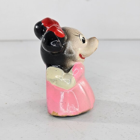 Vintage Disney Minnie Mouse Pencil Sharpener Composite Pink Dress Red Bow - Picture 5 of 8